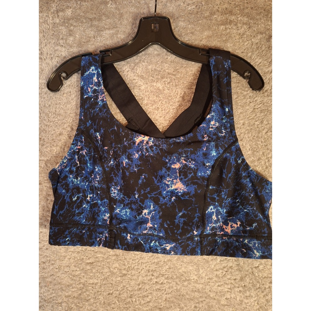 Torrid Active Blue Black Marble Galaxy Print Crisscross Sports Bra Womens Size 1